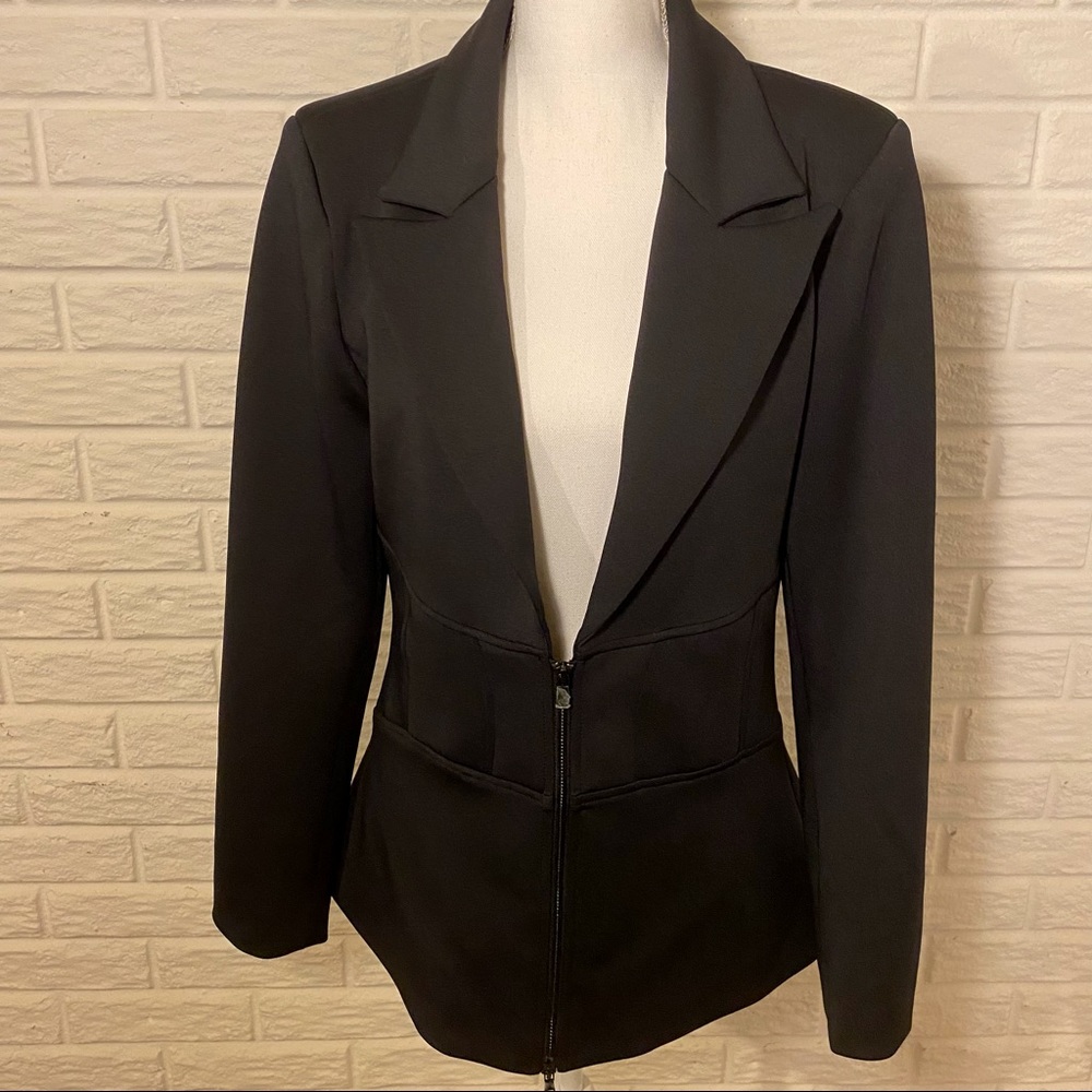 SOLD: NWT Good American Waisted Stretch Zip Up Blazer Jacket, Black, Size XL (4)